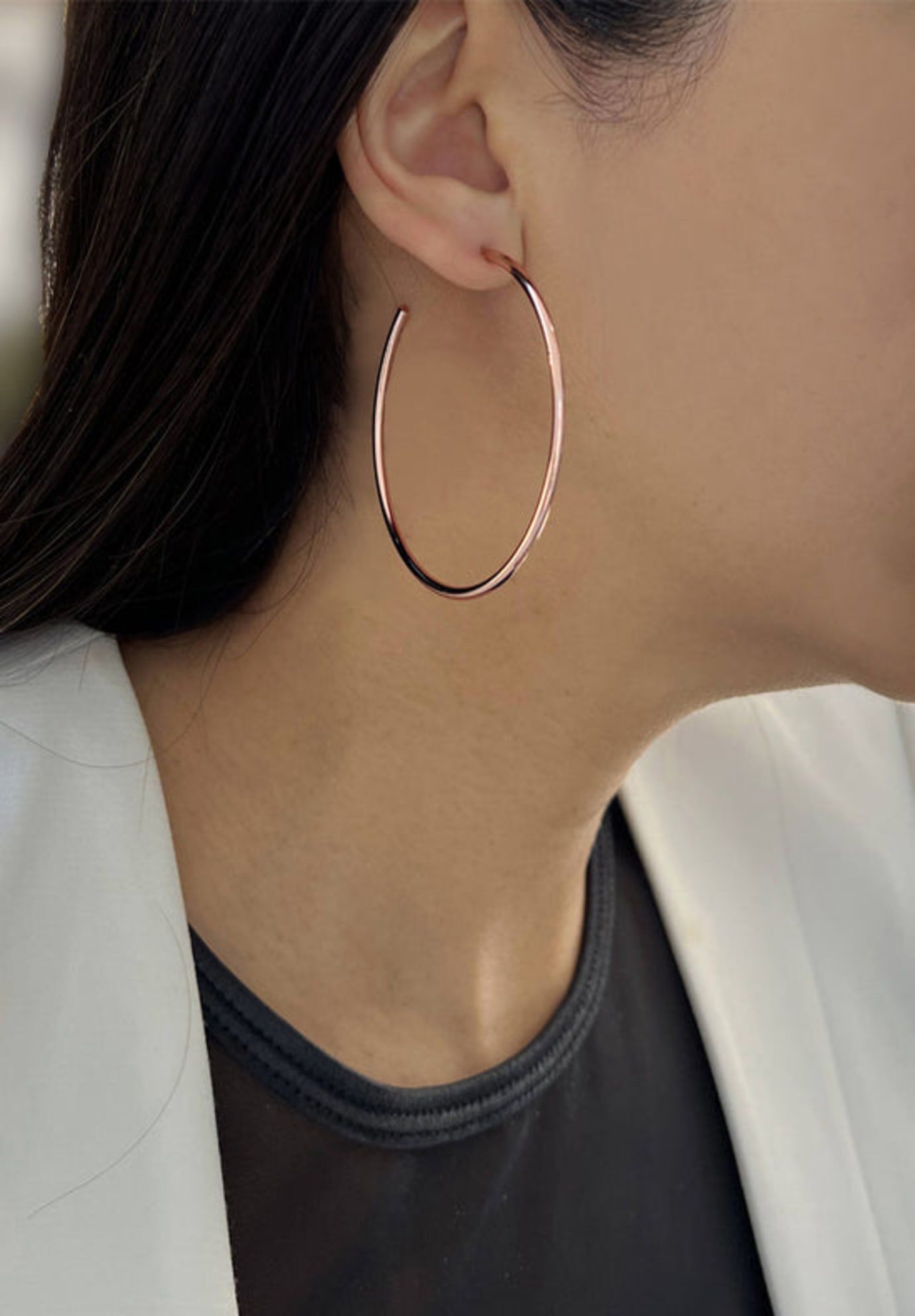 PERFECT Hoop Earrings, Rose Gold / Pink, alternate image number 3