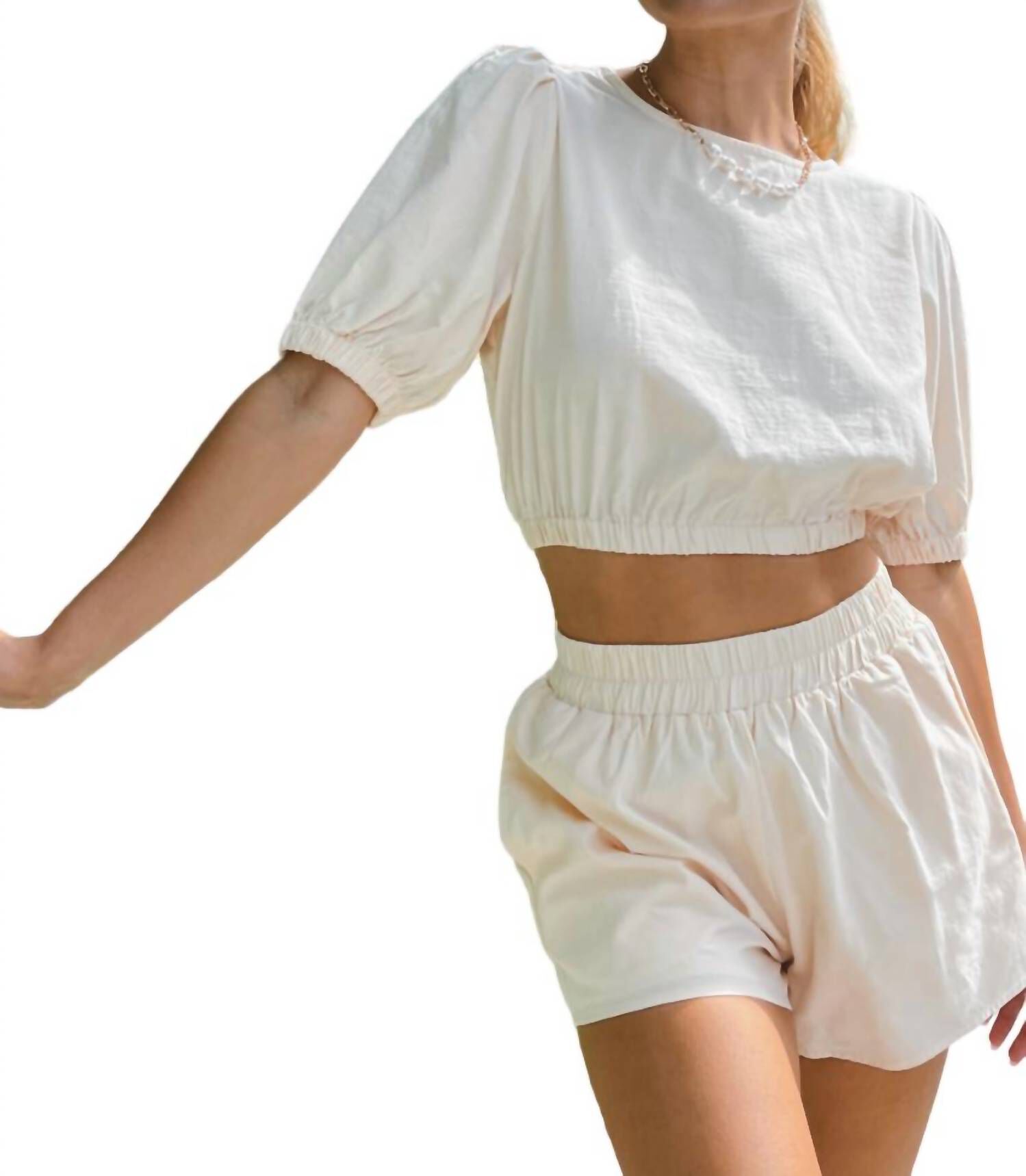 Barcelona Linen Short Set In Ivory, , alternate image number 1