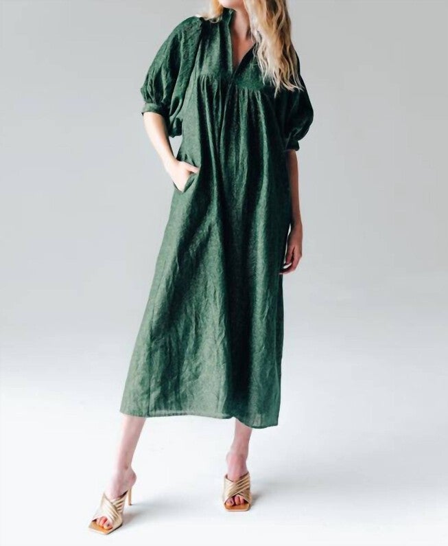 HIGH NECK MIDI DRESS, Emerald Sparkle / Light Green, hi-res image number null