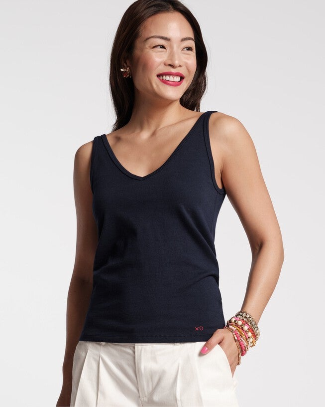 V-Neck Tank, Navy / Navy, hi-res image number 0