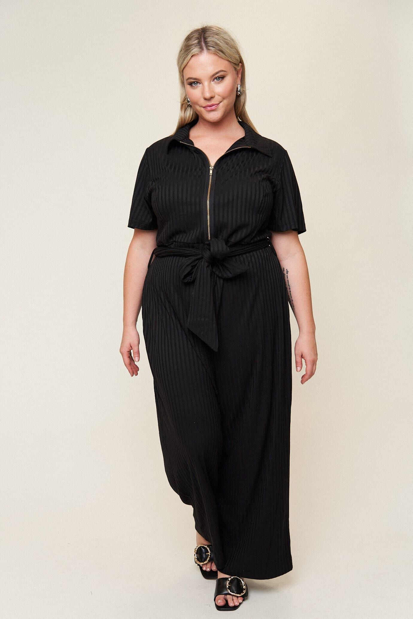 Lucia Belted Jumpsuit, Black / Black, alternate image number 1