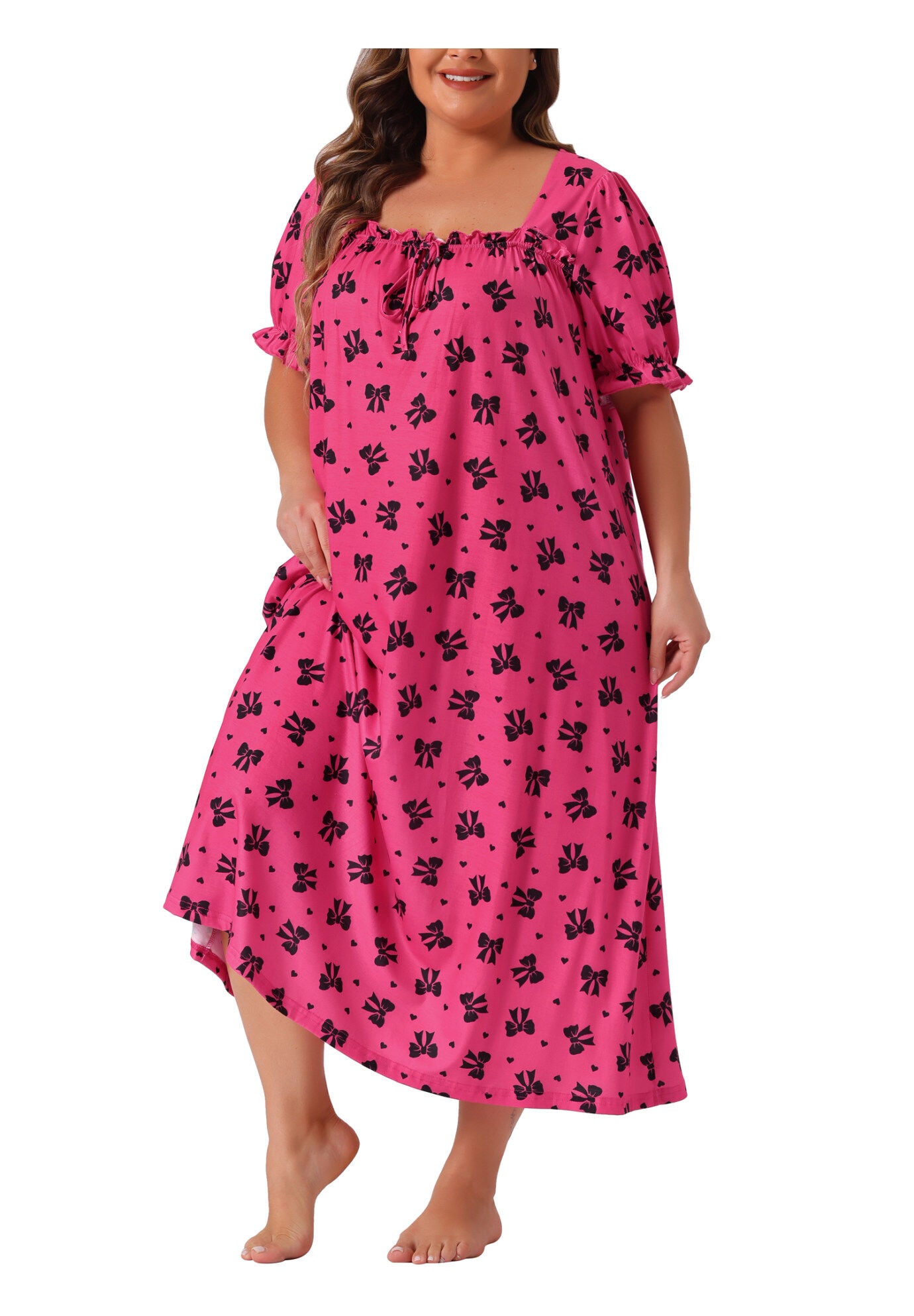 Cherry Ruffle Princess Nightdress, Hot Pink / Deep Fuchsia, alternate image number 2