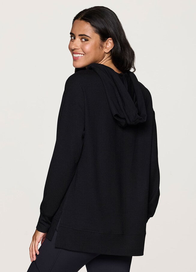 Plus Long Weekend Hoodie Tunic, Black / Black, alternate image number 4