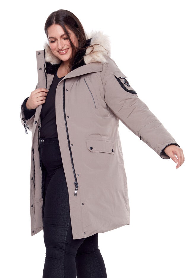 LAURENTIAN | Vegan Down Recycled Long Parka Winter With Faux Fur Hood, , alternate image number 6