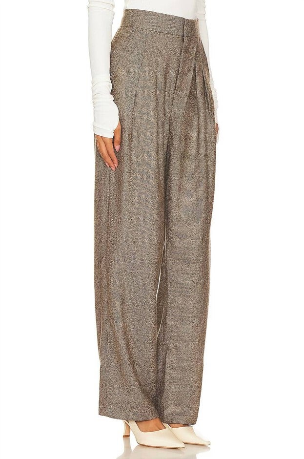 Wick Double Pleat Trouser In Brown Tweed, , alternate image number null