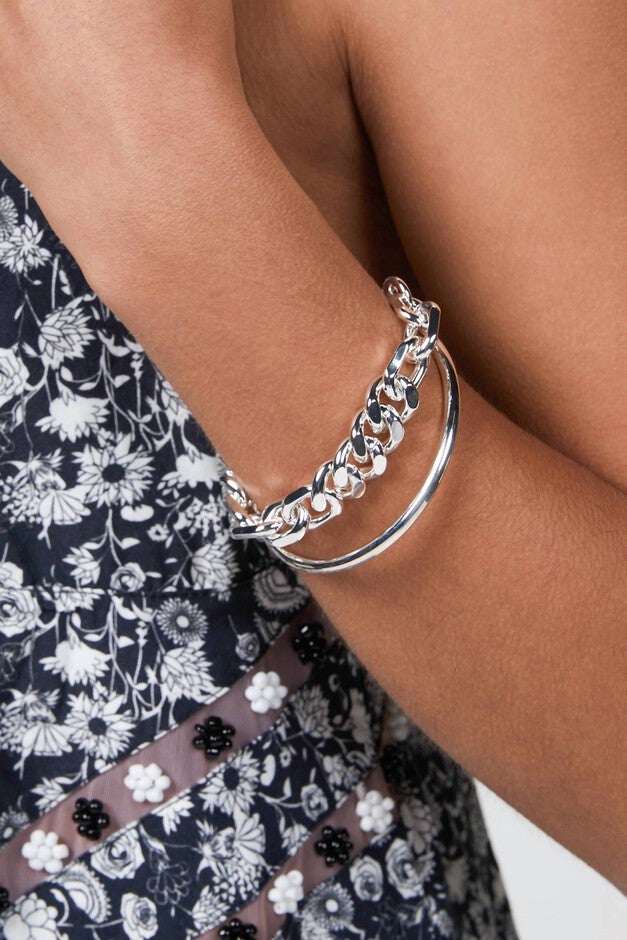 MIXED UP STATEMENT BRACELET IN SILVER, , alternate image number 4