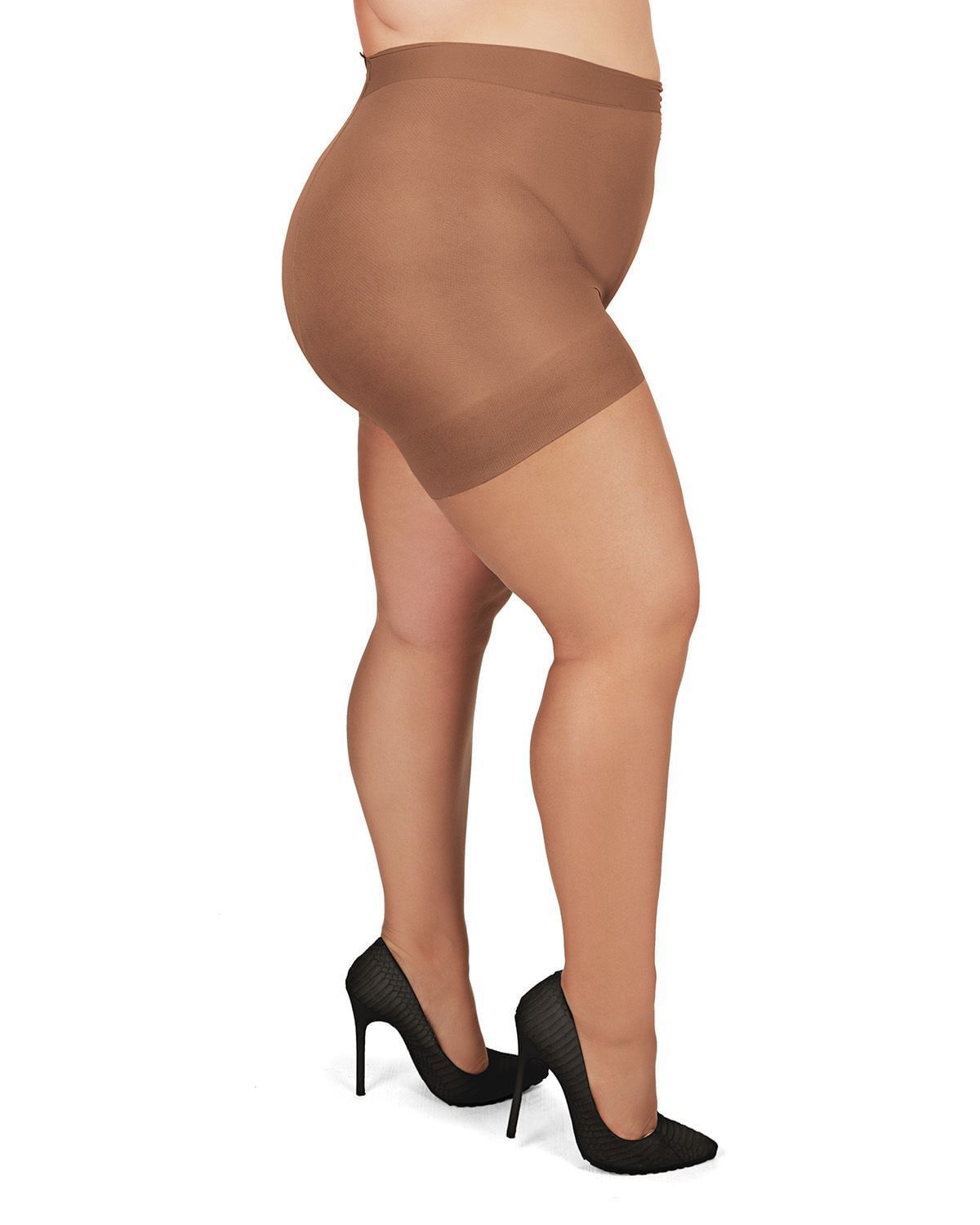 Plus Size Curvy Ultra Sheer Control Top Pantyhose, Utopia / Bronze, hi-res image number 0