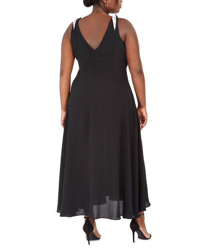 Betsey Johnson Women's Sleeveless Maxi Empire Waist Evening Dress Plus Black Size 14W, , alternate image number null