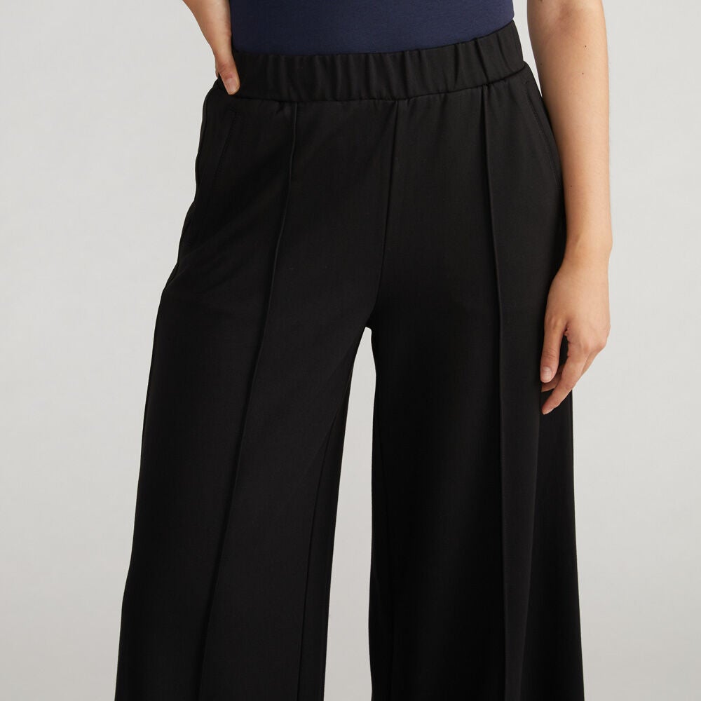 Universal Standard Womens Plus Pam Pintuck Wide Leg Ponte Pants, Black / Black, alternate image number 2