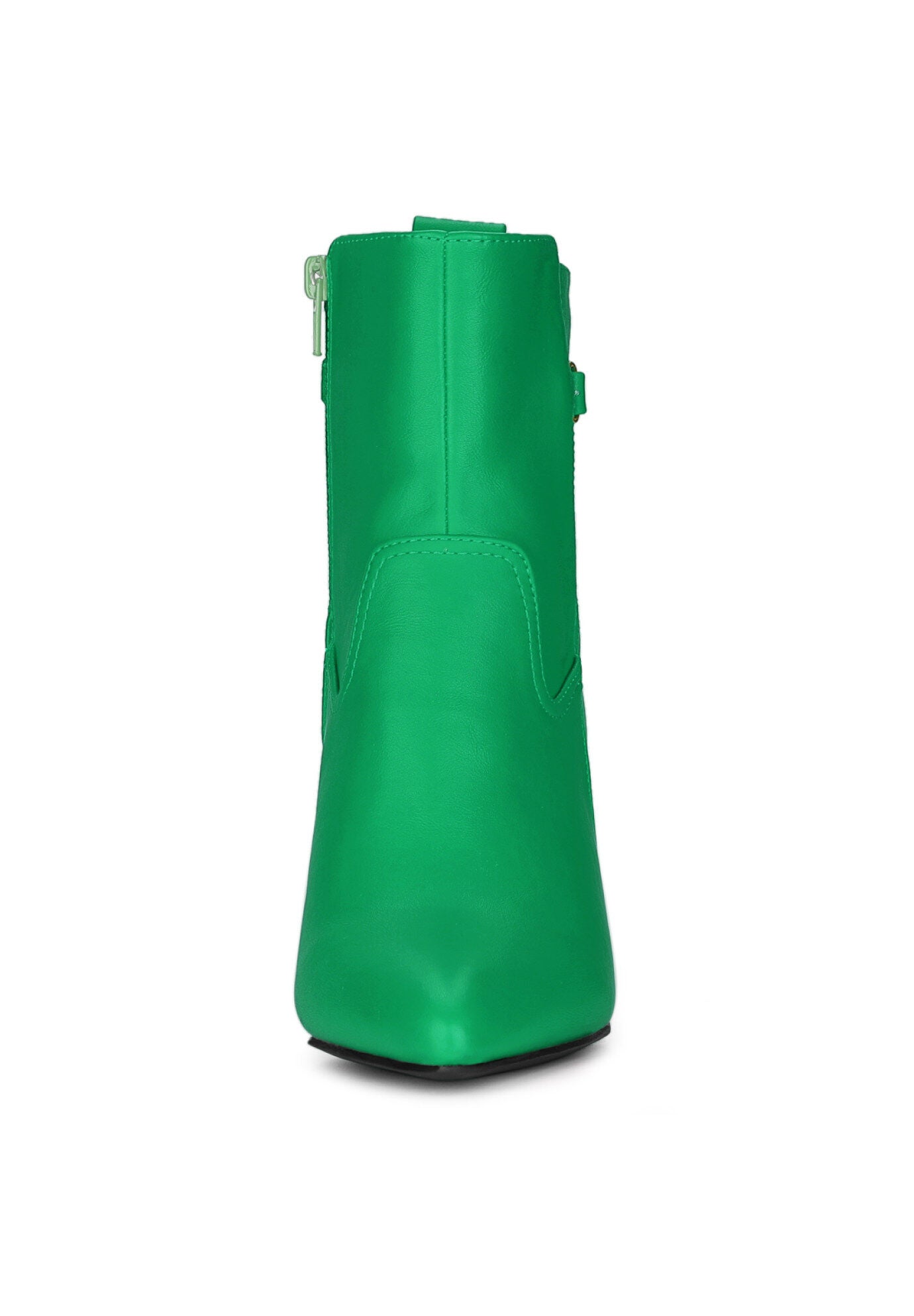 Pointed Toe Chunky High Heels Ankle Boots, Grass Green / Forest Green, alternate image number 1