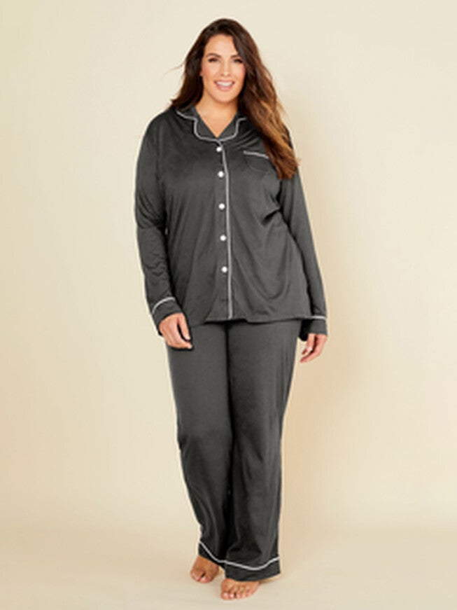 Long Sleeve Top & Pant Pajama Set, Anthracite  Ivory / Charcoal Grey, hi-res image number 0
