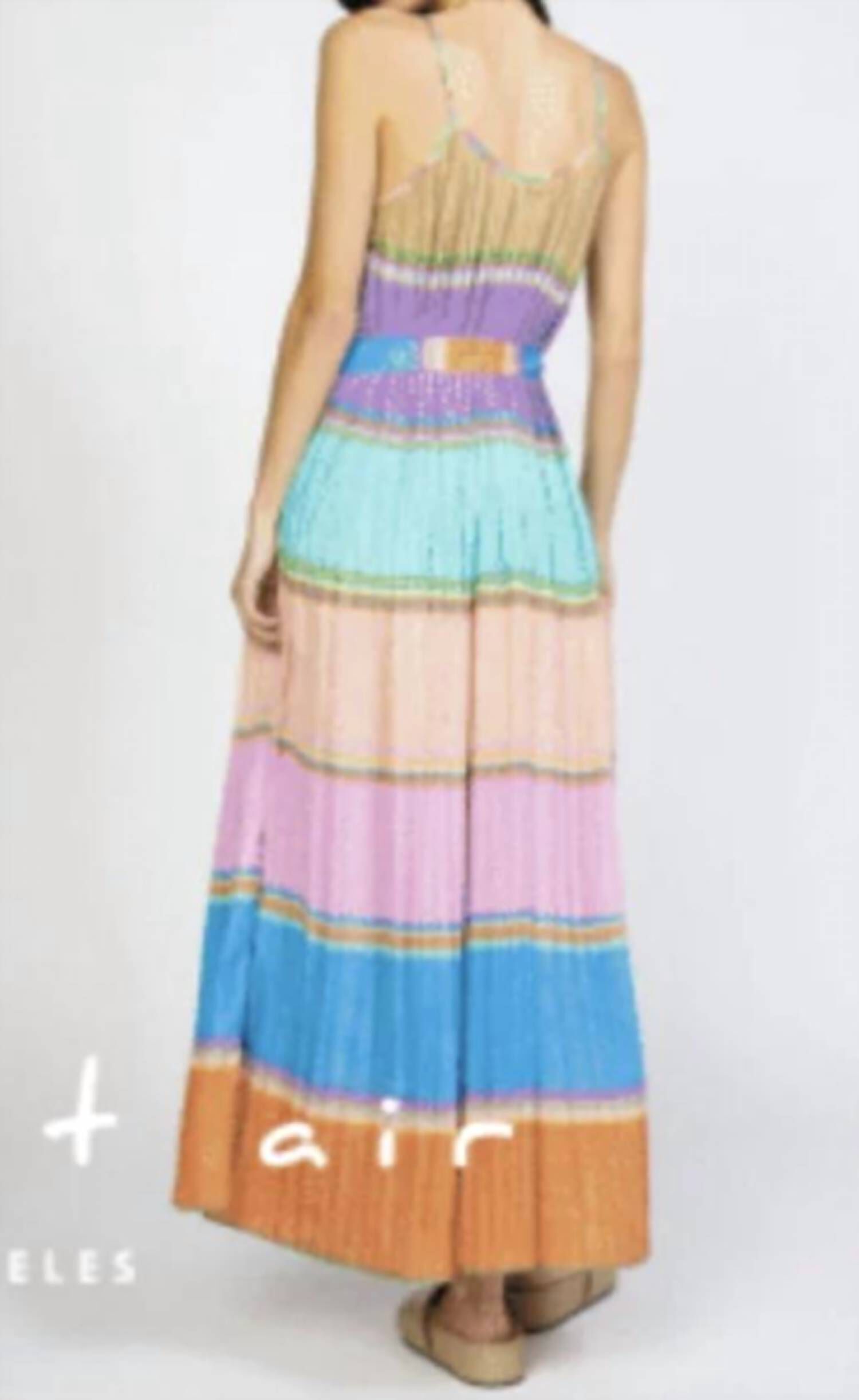 COLOR BLOCKING PLEATED CAMI MIDI DRESS IN MULTI, , alternate image number 3