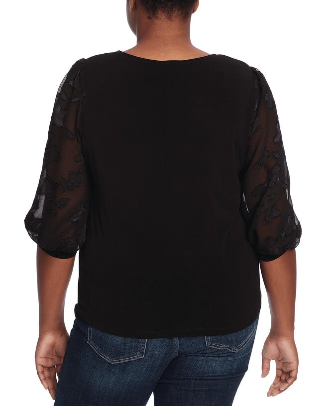 VOLUMINIOUS LACE SLV KNIT, 060RICH BLACK / Black, alternate image number 1
