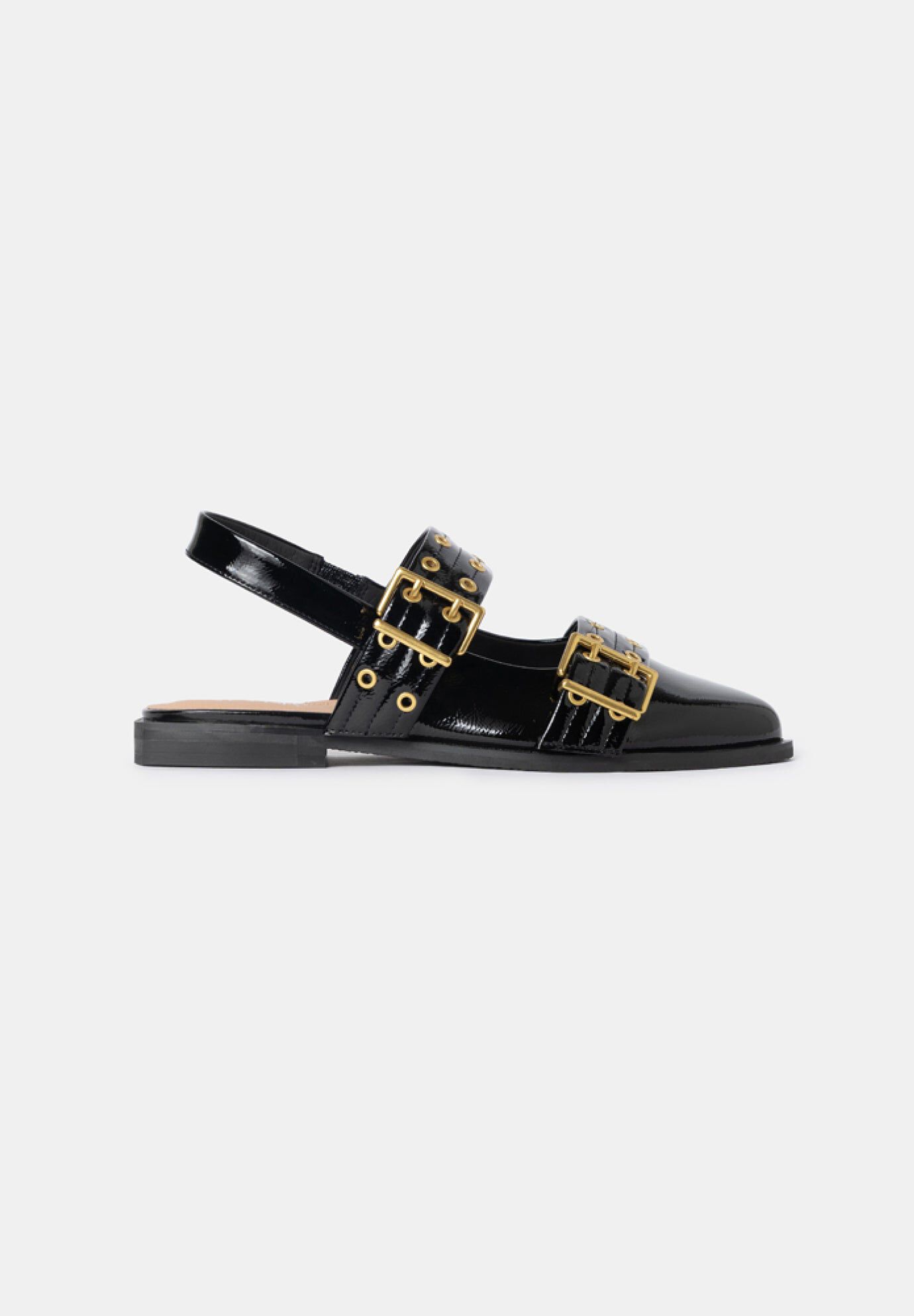 Blondie Pointy Toe Flat Slingback Mary Jane, Black / Black, hi-res image number 0