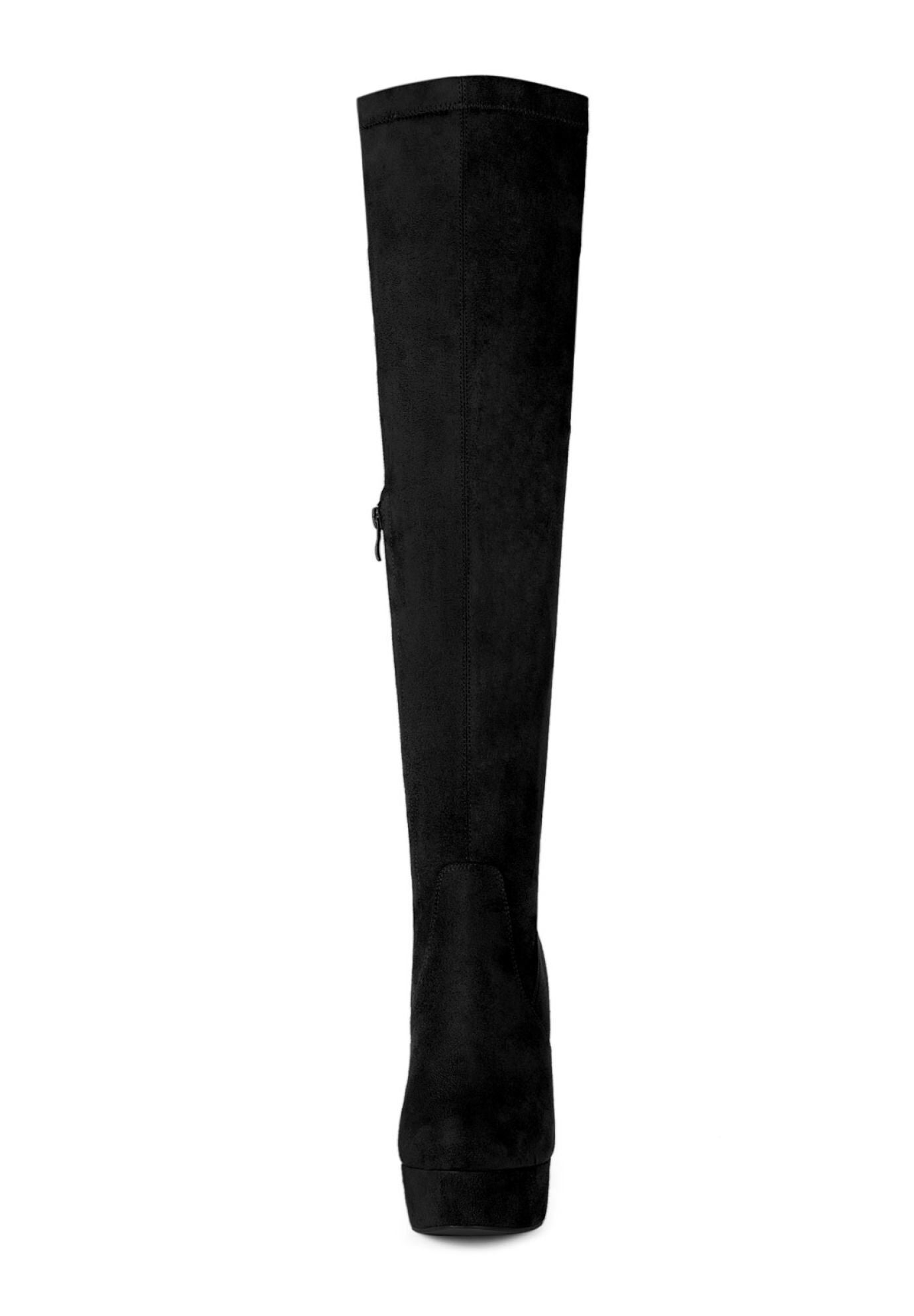 PLATFORM BLOCK HEEL OVER KNEE HIGH BOOTS, Black / Black, alternate image number 2