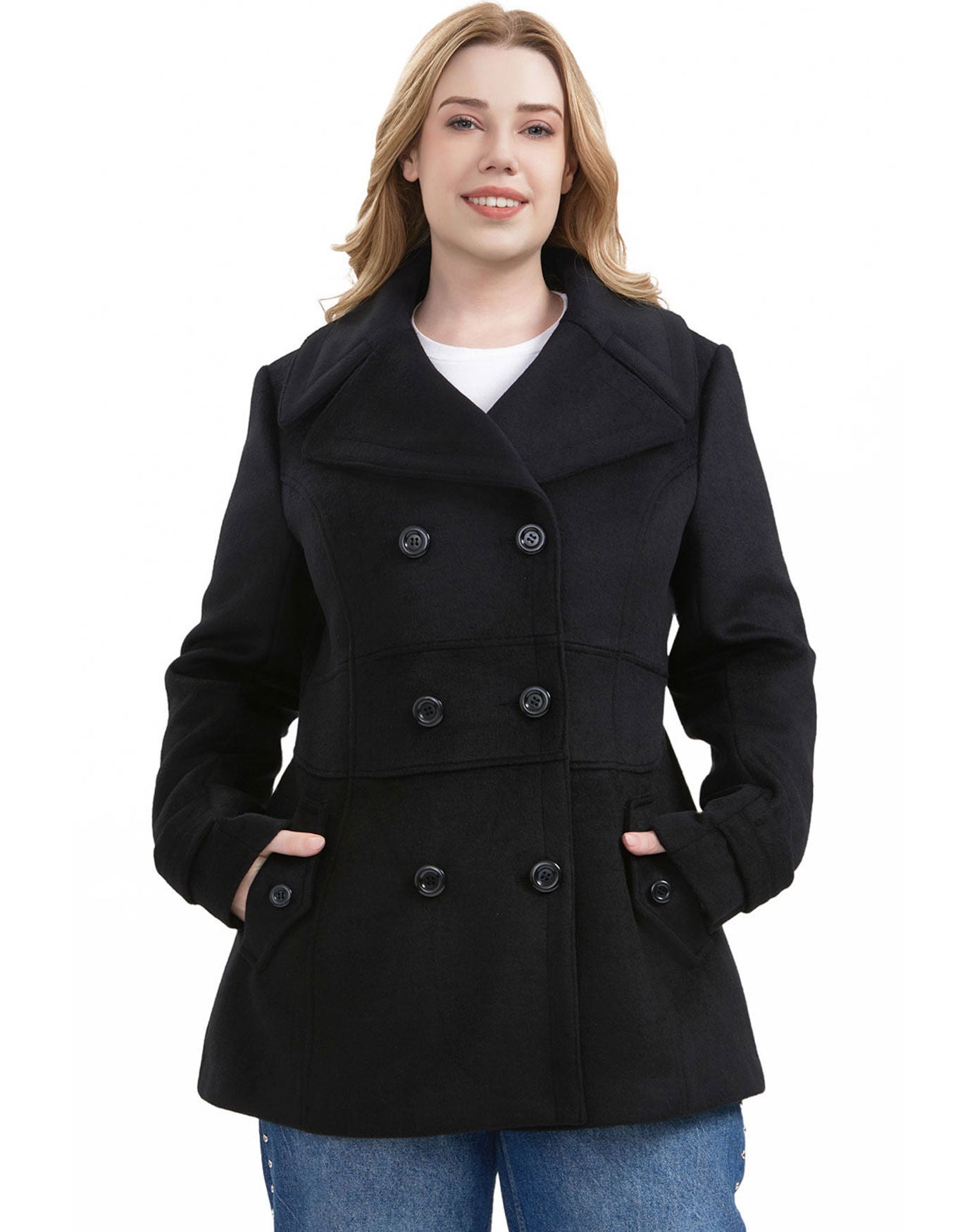 Wool Blend Peacoat, Black, hi-res image number 0