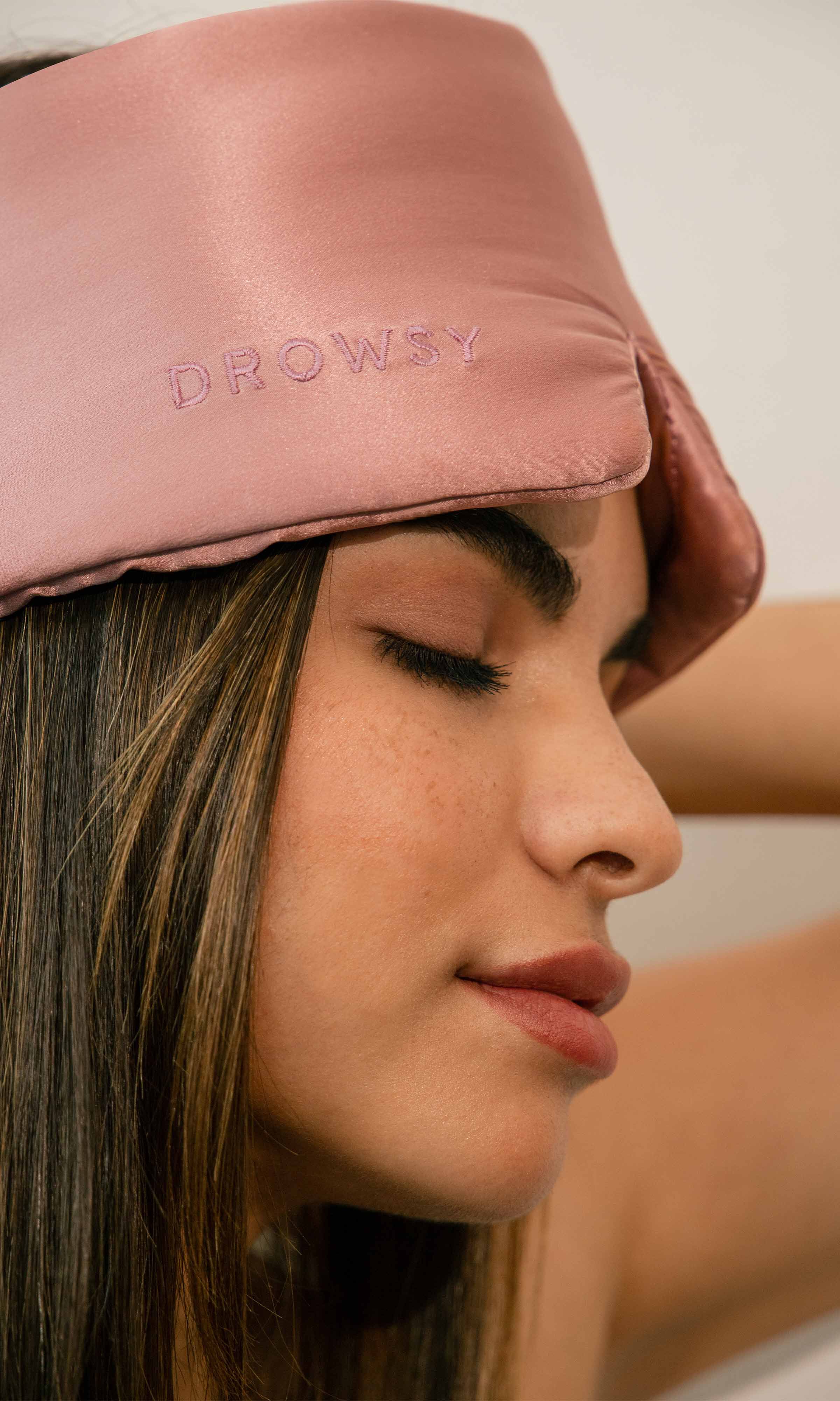 Eyelash Protecting Silk Sleep Mask, Damask Rose / Pink, alternate image number 2