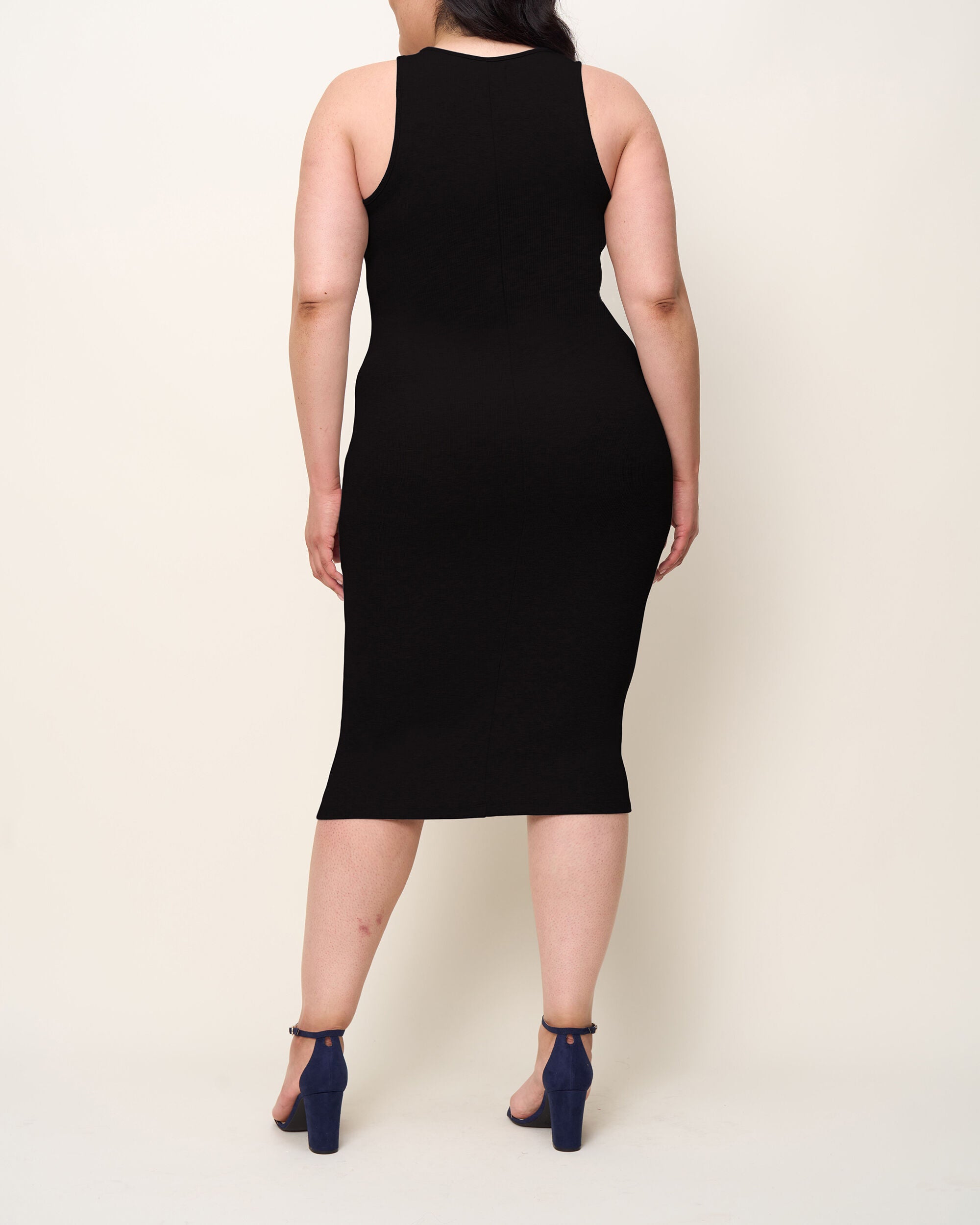 The Scoop Neck Midi Dress, Onyx / Black, alternate image number 2