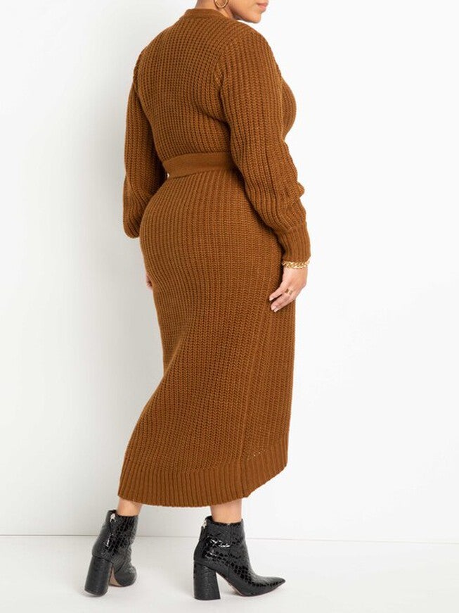 Payton Belted Cardigan Sweater Dress, , alternate image number null