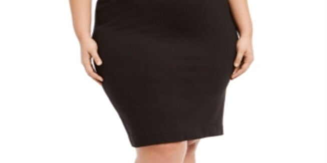 Calvin Klein Women's Plus Faux Leather Trim Pencil Skirt Black Size 14W, Black / Black, alternate image number 1