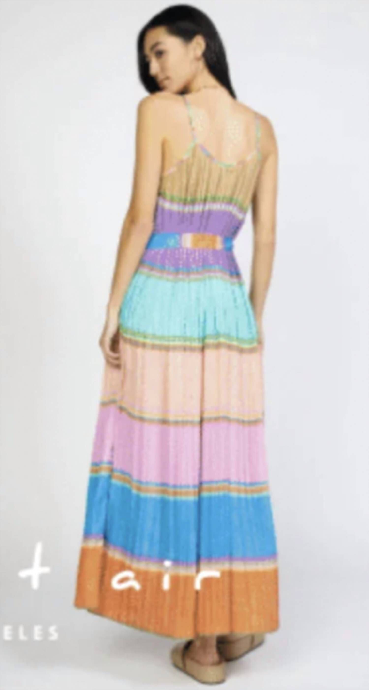 COLOR BLOCKING PLEATED CAMI MIDI DRESS IN MULTI, , alternate image number 5