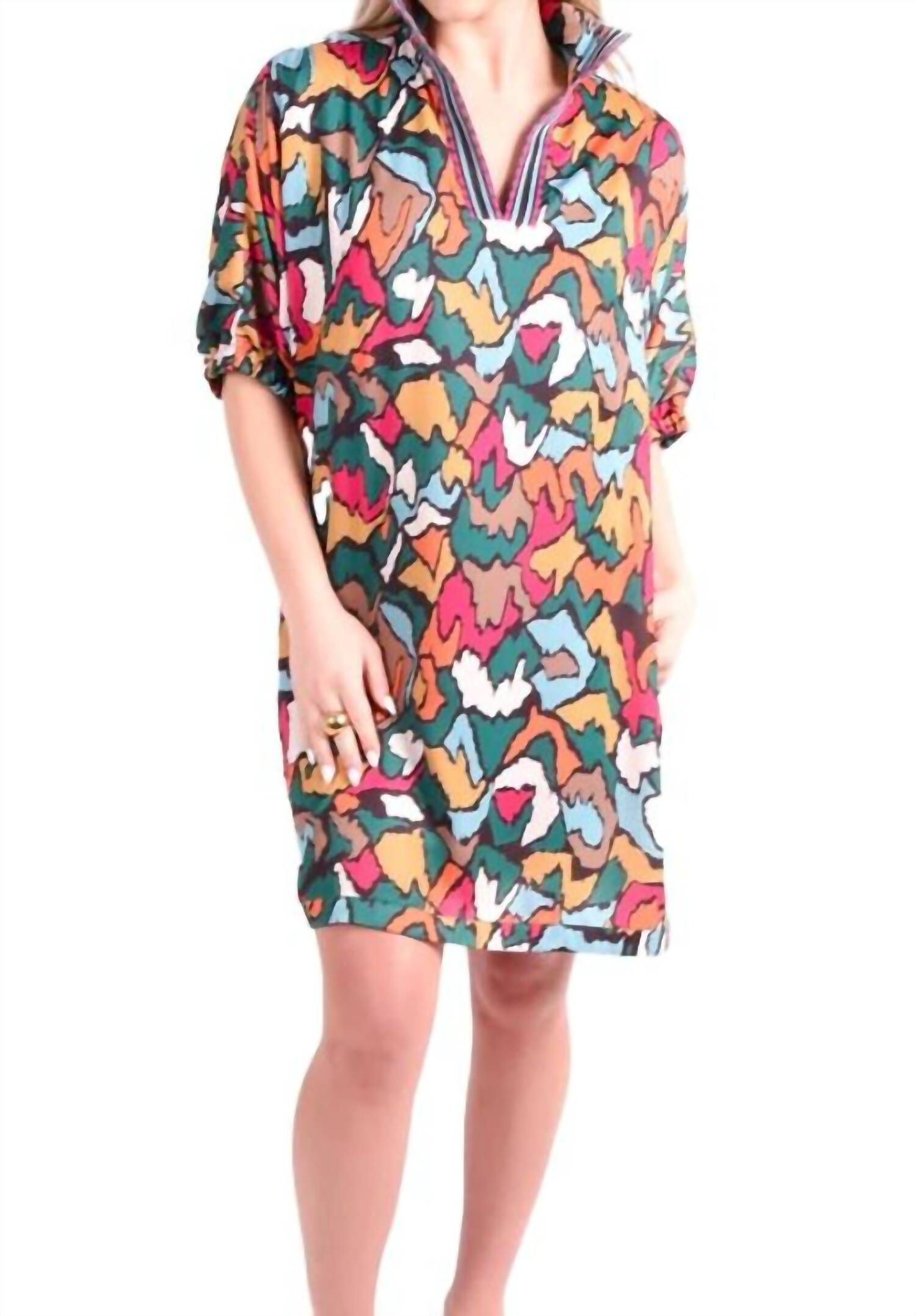STELLA DRESS IN FALL IKAT, Fall Ikat / Red, hi-res image number 0
