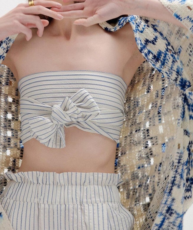 SENSE LONG SCARF IN WHITE STRIPE, White Stripe / White, alternate image number null