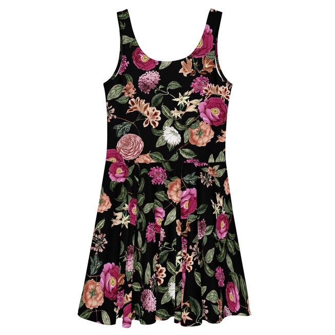 Dark Tropic Romance Skater Dress, , alternate image number null