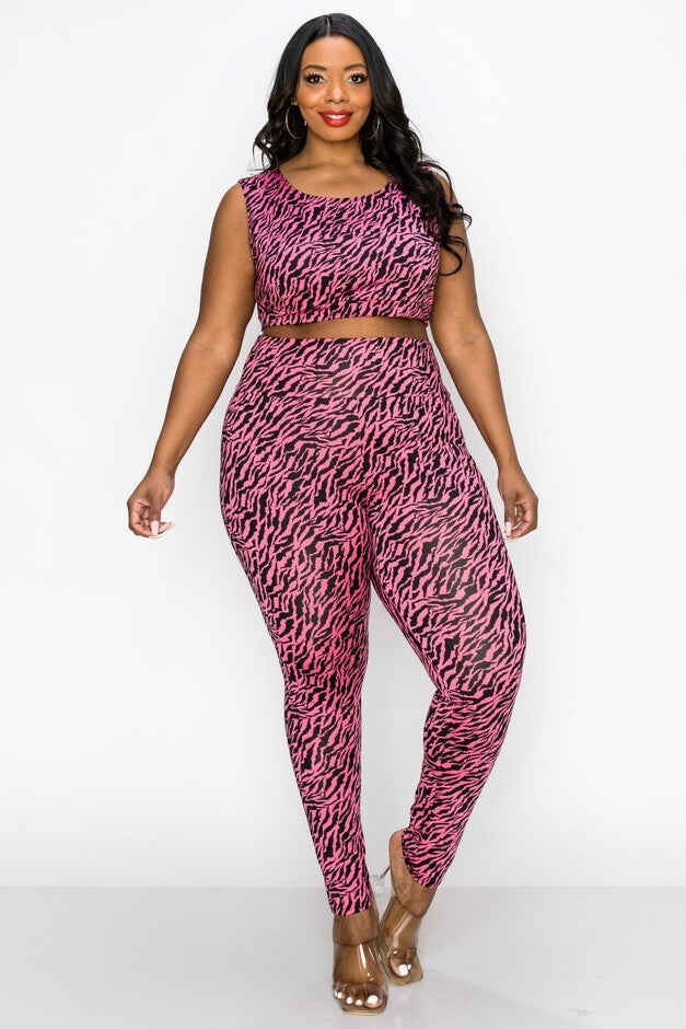 ZEBRA YOGA LEGGINGS, Neon Pink Zebra / Pink, hi-res image number 0