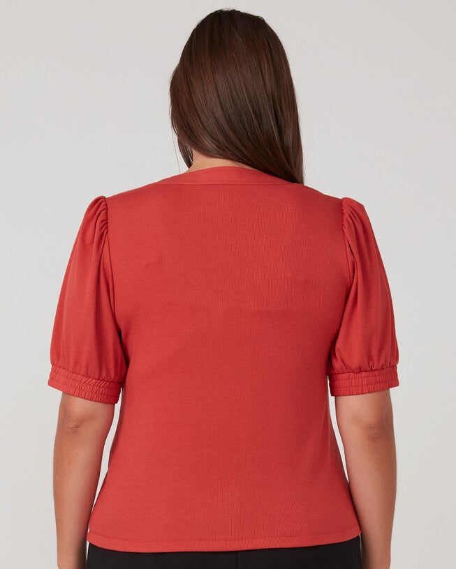 Sublime Coral Placket Front Top, Coral / Orange, alternate image number null