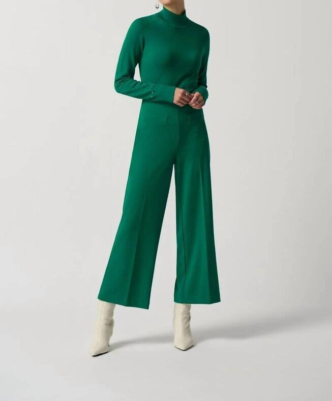 HIGH RISE WIDE LEG PANTS IN KELLY GREEN, Kelly Green / Kelly Green, alternate image number null