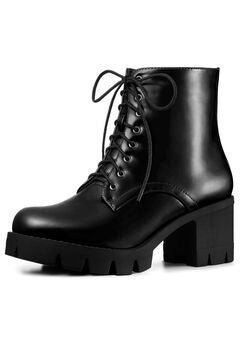 PLATFORM CHUNKY HEEL COMBAT BOOTS