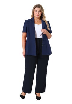 Notched Lapel Short Puff Sleeve Blazer Jackets