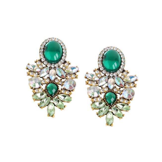 SOHI Women Green Drop Earrings, Green / Quetzal Green, hi-res image number null
