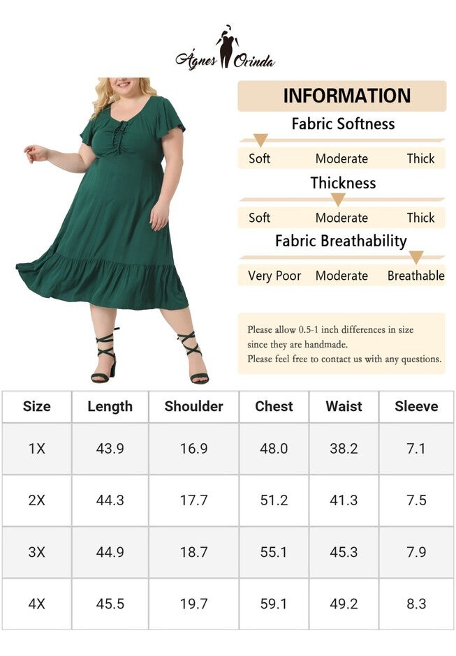 Short Sleeve Sweetheart Neck Ruffle Tiered Maxi Long Dress, Dark Green / Orange, alternate image number 4