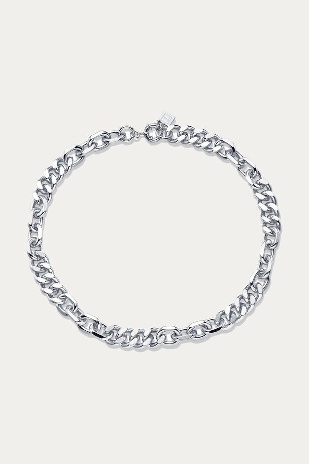 MIXED UP STATEMENT NECKLACE IN SILVER, Silver / Silver, hi-res image number 0