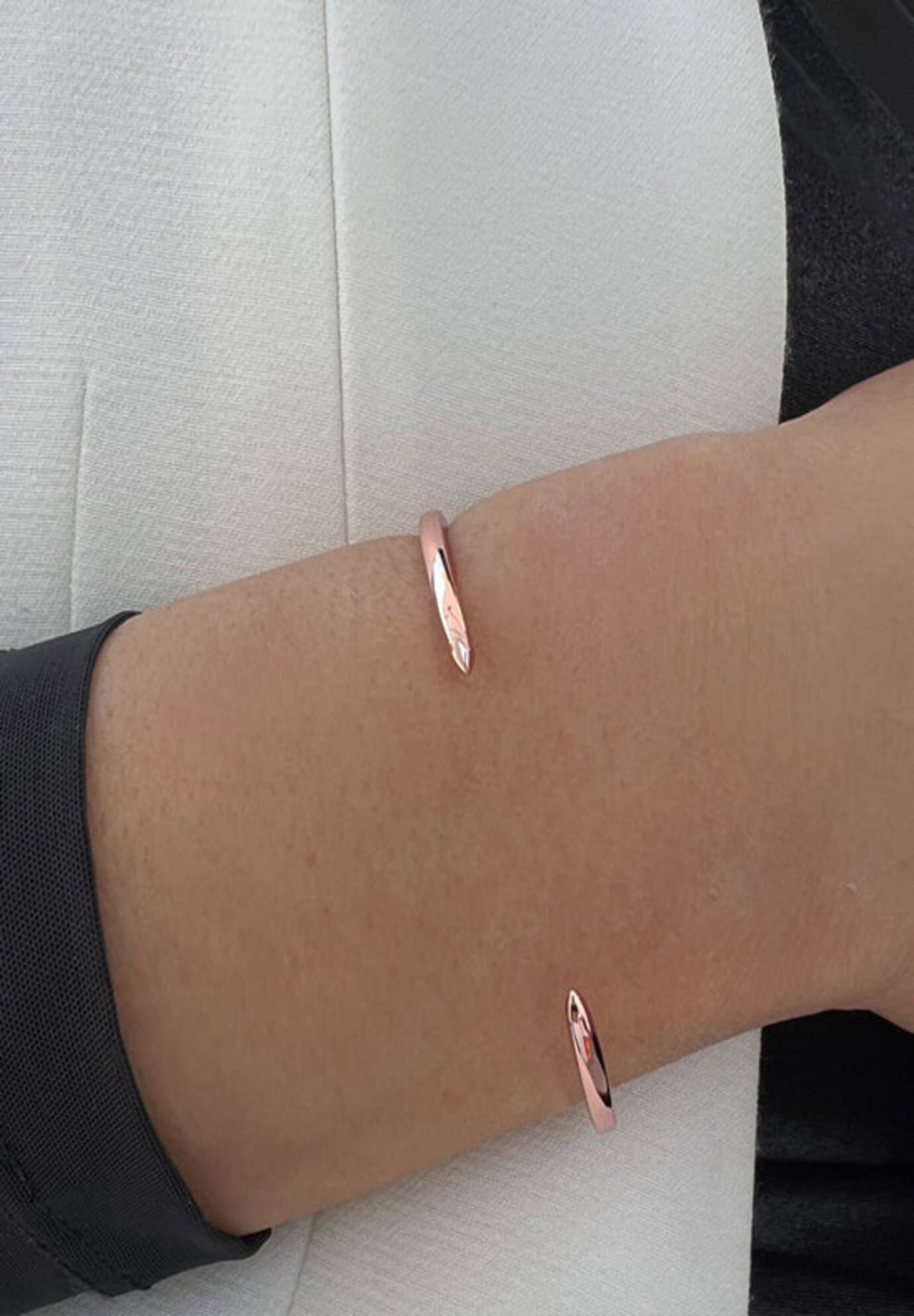 SUCCESS 2-Way Convertible Stacking Cuff Bracelet, Rose Gold / Pink, alternate image number 2