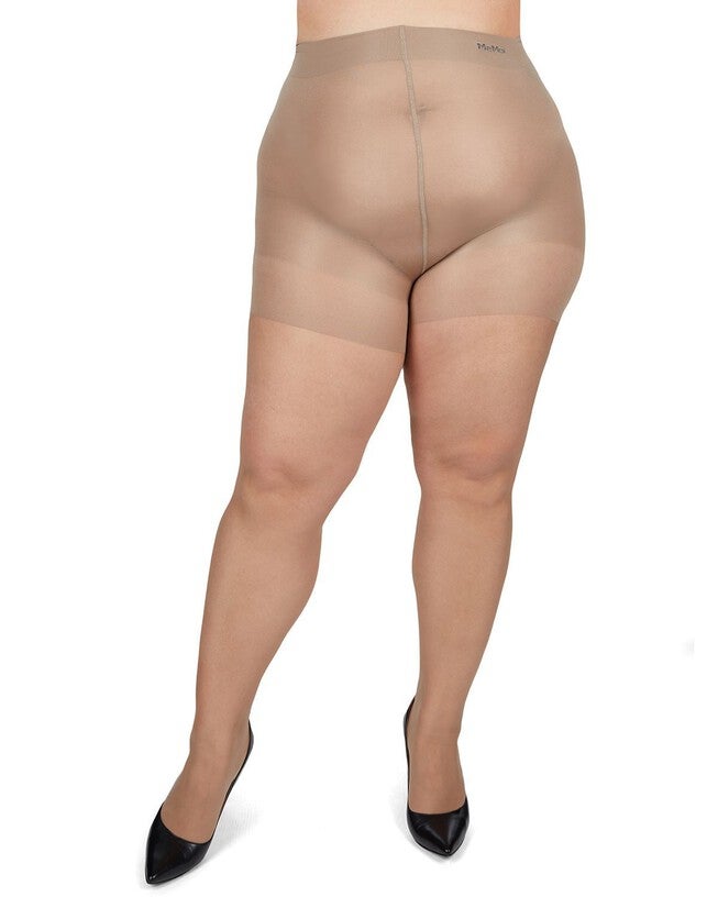 Plus Size Curvy Silky Sheer Control Top Pantyhose, City Beige / Beige, alternate image number 1