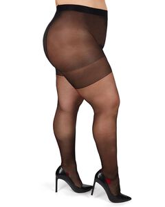 Back Seam/Cuban Heel Plus Size Curvy Control Top Pantyhose