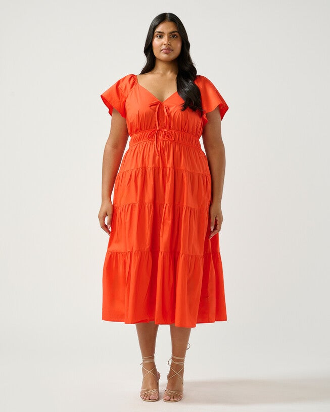 Ana Midi Dress, Tangerine / Orange, hi-res image number 0