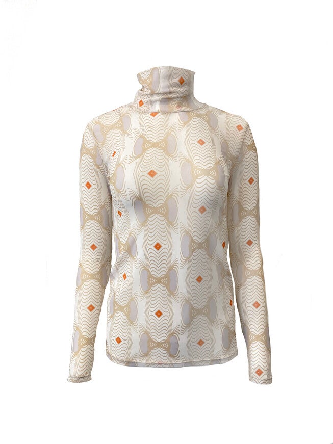 Printed Mesh Turtleneck, , alternate image number 3