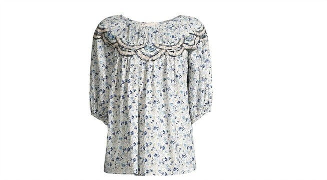 FLORAL TATIANA TOP IN PEASANT, , alternate image number 7