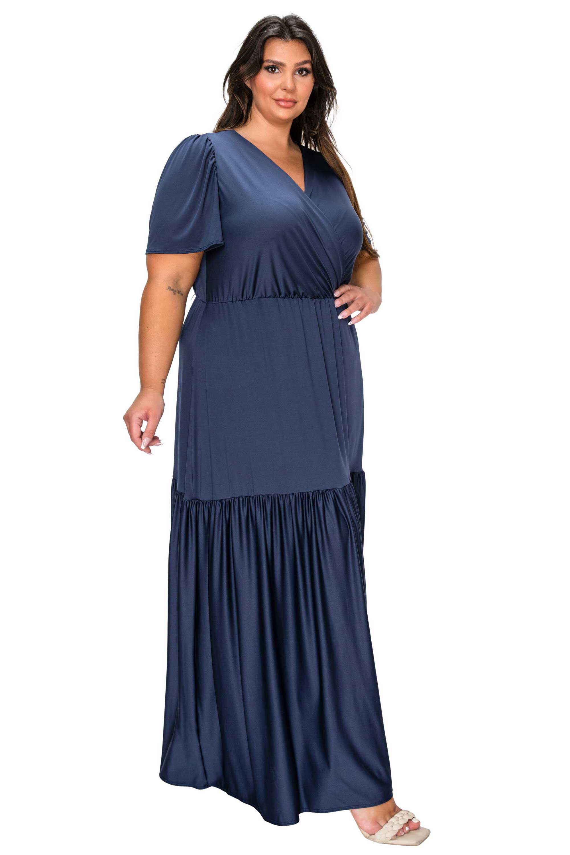 Violetta Tiered Surplice Dress, Navy / Navy, alternate image number 1