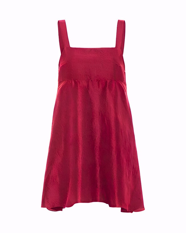 Griffon Raw Silk Mini Dress, Ruby / Red, hi-res image number null