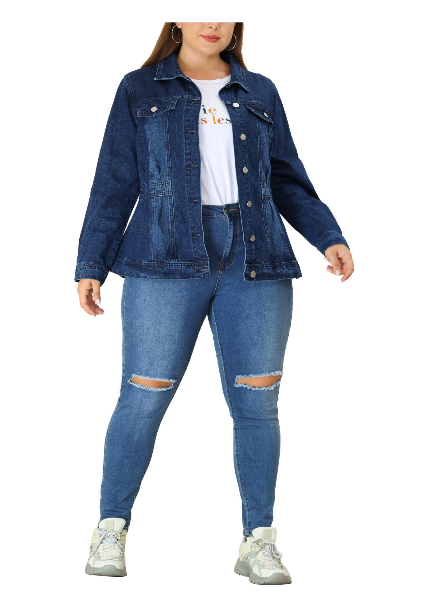 CLASSIC WASHED FRONT JEAN DENIM JACKET, Dark Blue / Navy, alternate image number 1