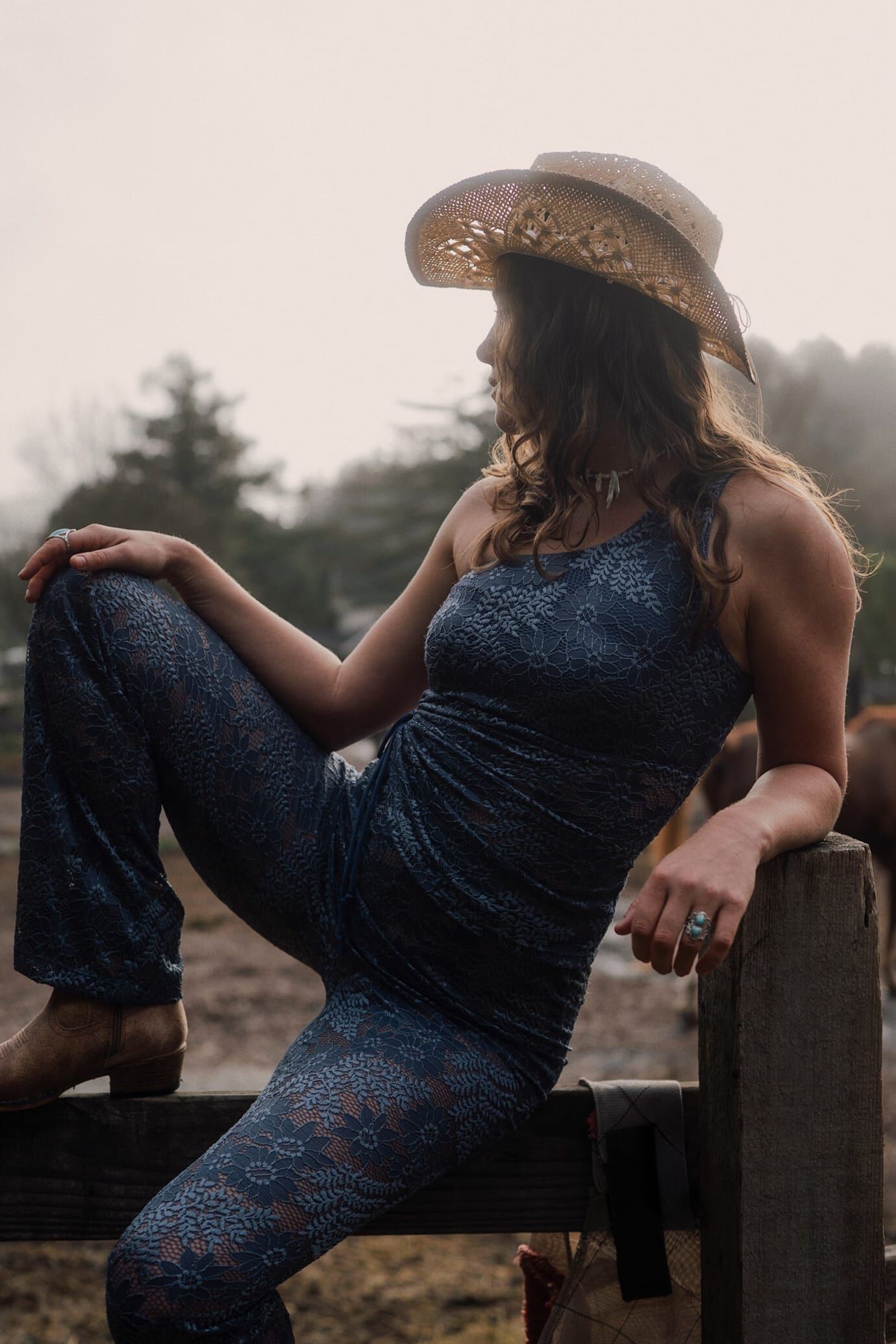Carolina Lace One-Shoulder Top, Steel Blue / Dusty Blue, alternate image number 3
