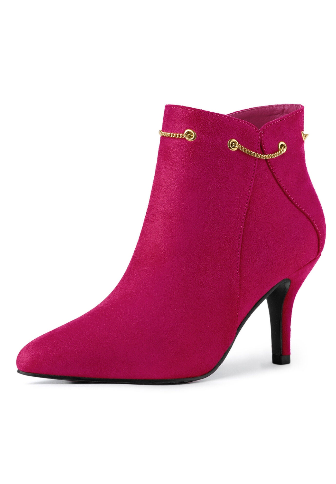 POINTED TOE ZIP STILETTO HEEL BOOTIES, HotPink / Pink, hi-res image number 0