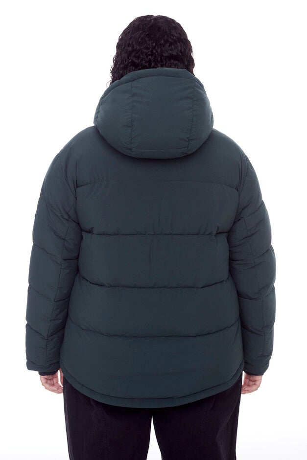 Women's Plus Size - FORILLON | Vegan Down Recycled Short Quilted Puffer Jacket, Deep Green / Quetzal Green, alternate image number 3