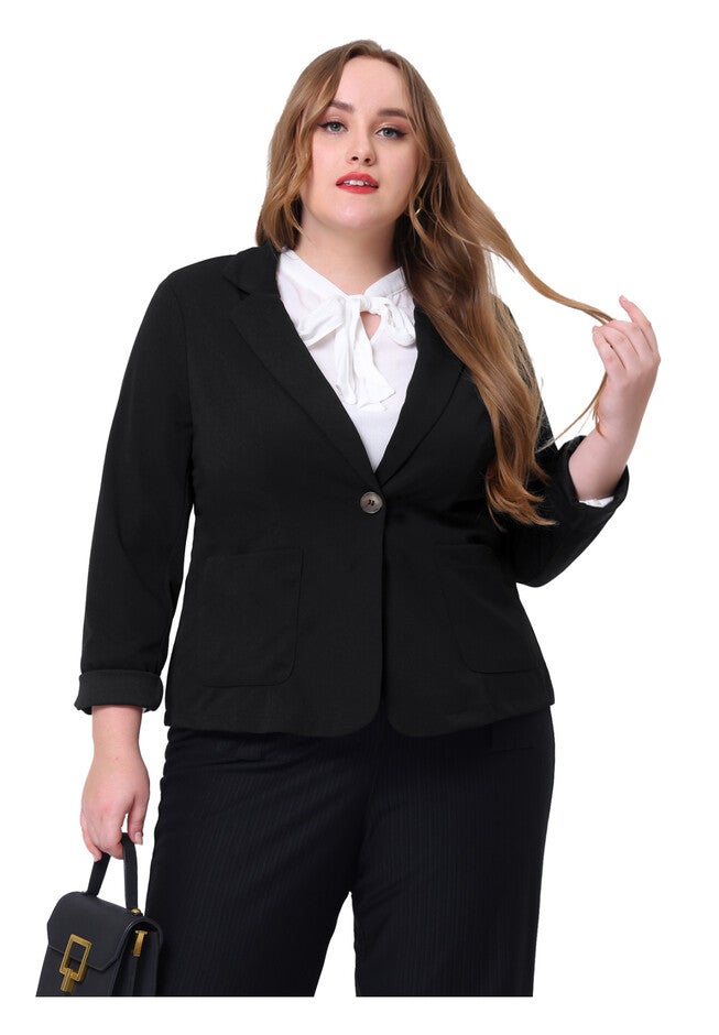 NOTCH LAPEL BUTTONS FRONT BLAZER, Black / Black, hi-res image number 0