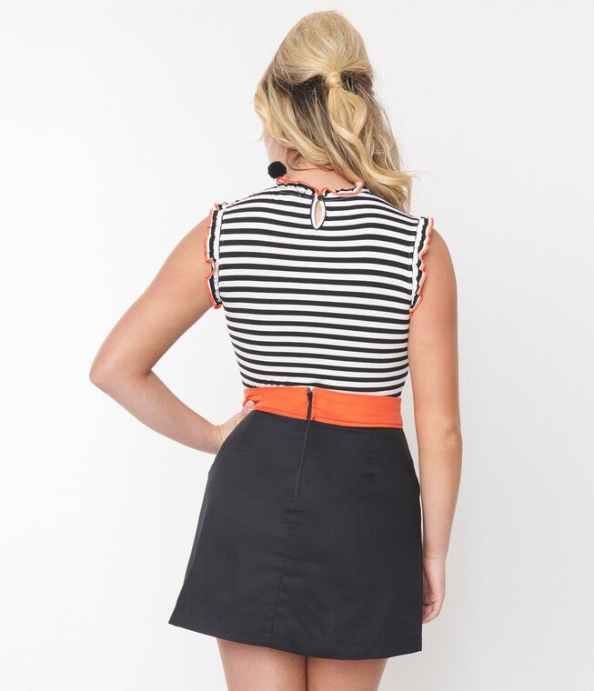 Smak Parlour Black & White Stripe Ruffle Tank Top, Black White Stripe / Black, alternate image number 2